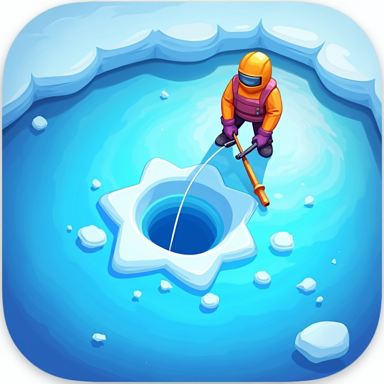 Ice fishing hole icon